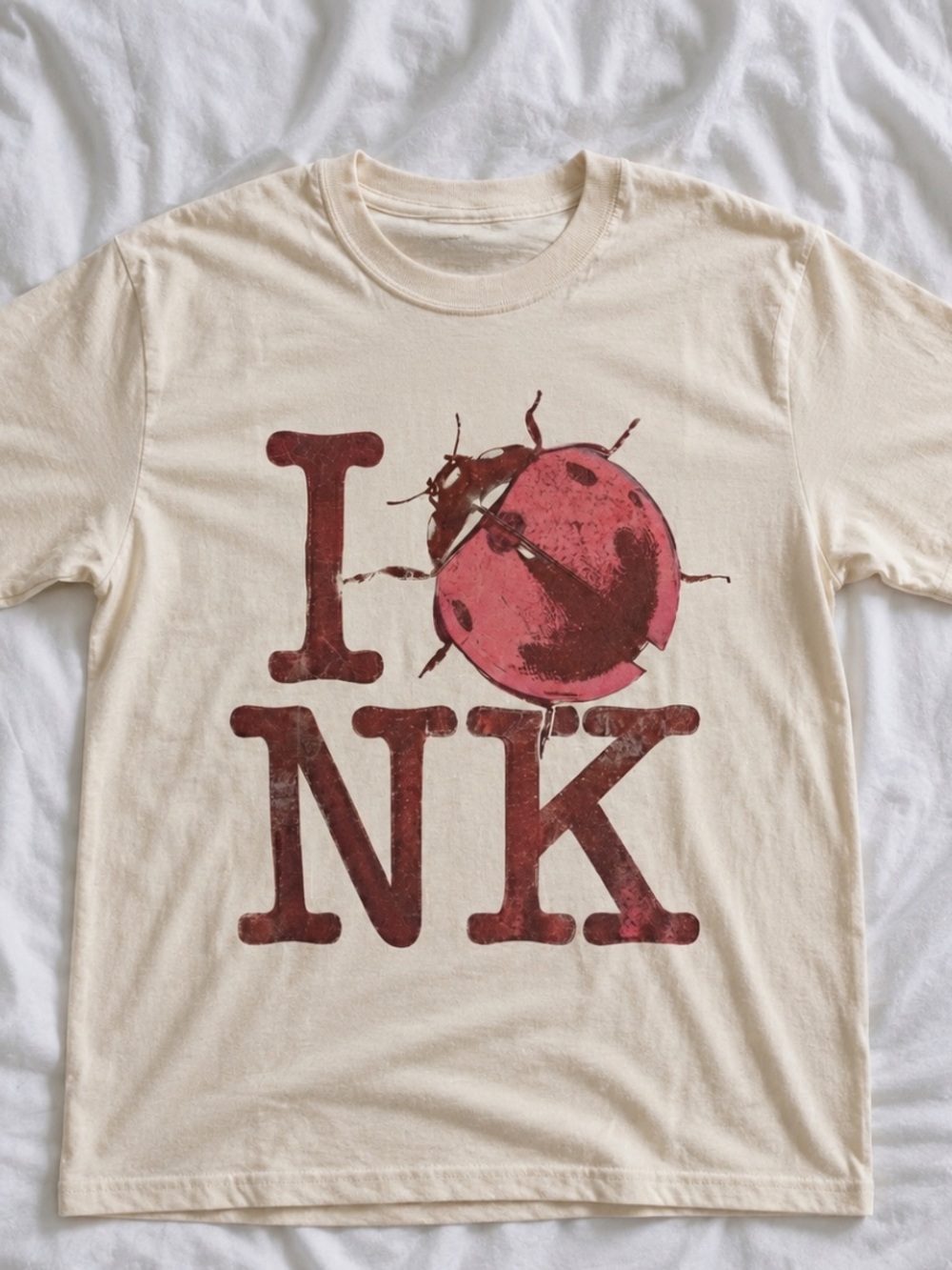 Noah Kahan The Great Divide I love NK ladybug off white shirt